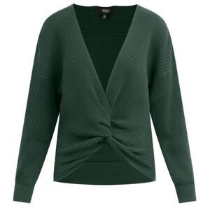 Hudson | Garden Topiary Green Knotted Ribbed Sweater | Medium